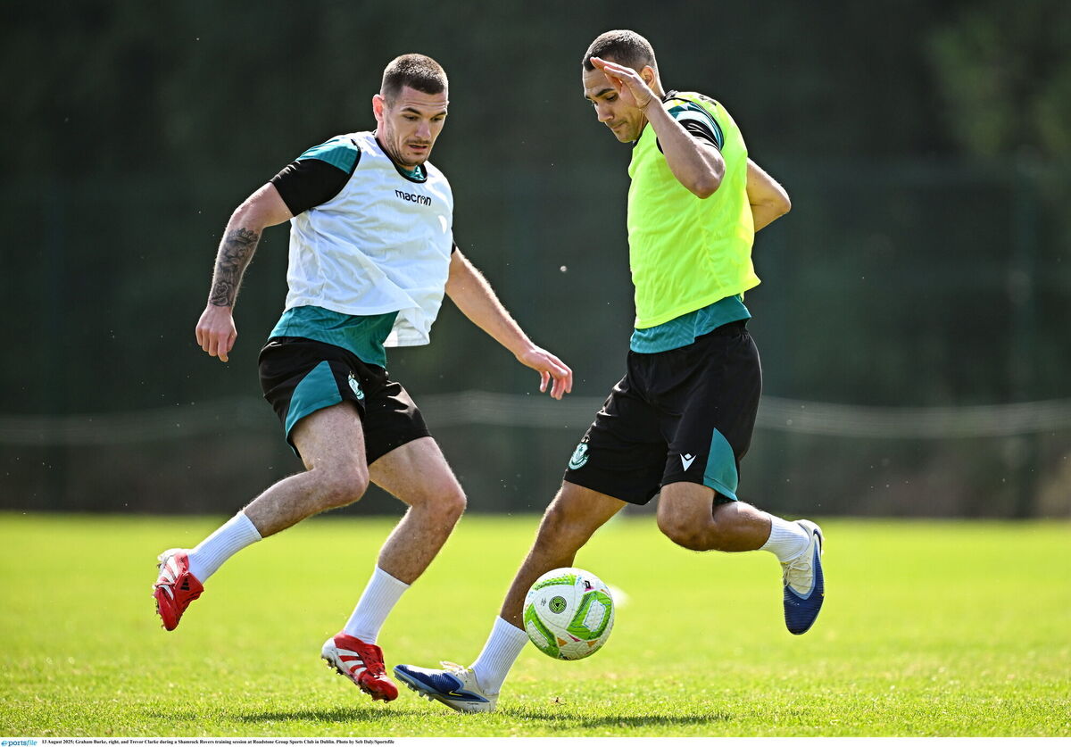 Graham Burke, right, and Trevor Clarke during training. Picture: Seb Daly/Sportsfile