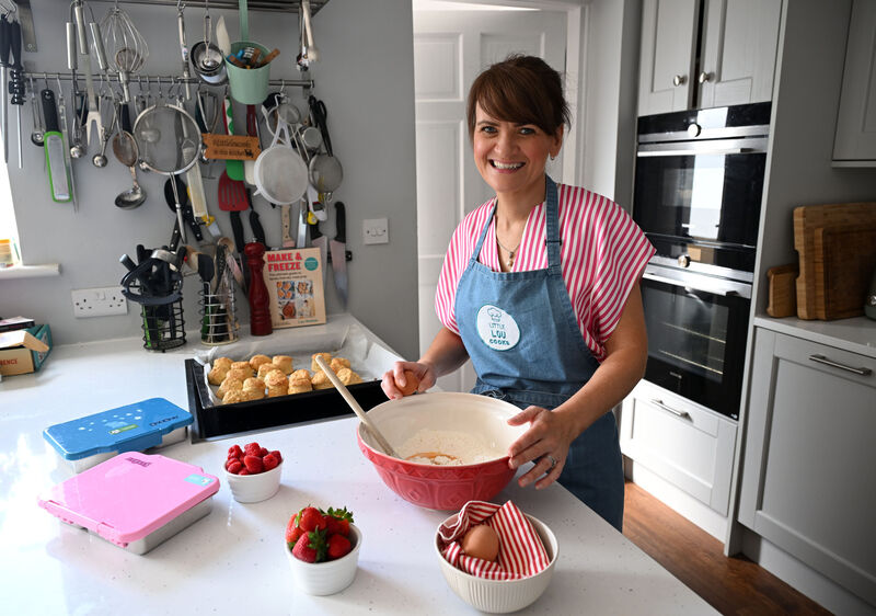 Lou Robbie working in her kitchen at home in Galway focusing on back to school food prep which are illustrated in her cookbook. Photo: Ray Ryan