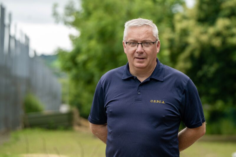 Vincent Cashman, manager of the CSPCA, pictured in the paddock at the rear of the animal rescue centre — home to long-term residents including goats, ponies and a mountain sheep. The area has been fortified to prevent further break-ins. Picture: Chani Anderson.