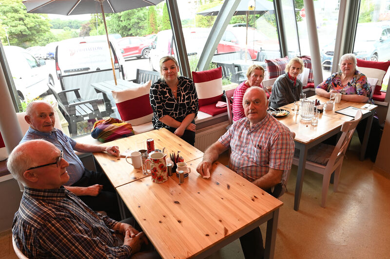  Linda O'Connor with patrons in the cafe at IRD Duhallow Community Food Services at James O'Keeffe Institute, Newmarket, Co Cork. Picture; Larry Cummins