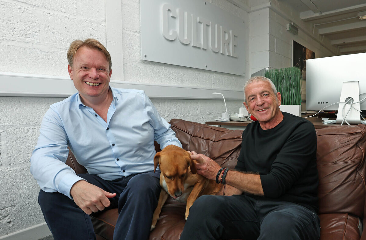  Andrew Whitaker, Culture Co-Working with Duke and Stephen Neenan. Picture: Jim Coughlan.