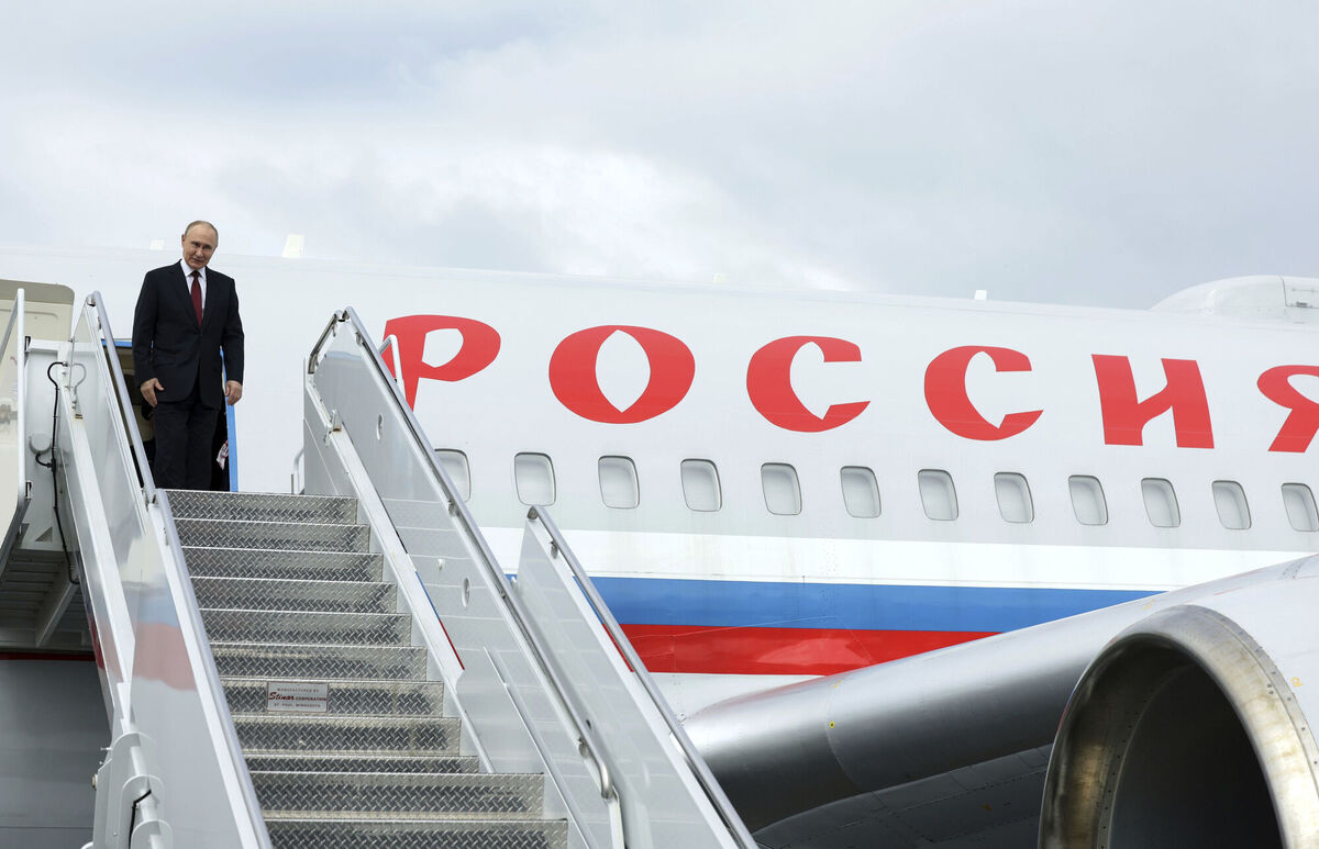 Russian President Vladimir Putin stands on the steps of the plane prior to departure at Joint Base Elmendorf-Richardson, Alaska, Friday, Aug. 15, 2025, after meeting with U.S. President Donald Trump. (Gavriil Grigorov, Sputnik, Kremlin Pool Photo via AP) Russian President Vladimir Putin stands on the steps of the plane prior to departure at Joint Base Elmendorf-Richardson, Alaska, Friday, Aug. 15, 2025, after meeting with U.S. President Donald Trump. (Gavriil Grigorov, Sputnik, Kremlin Pool Photo via AP)