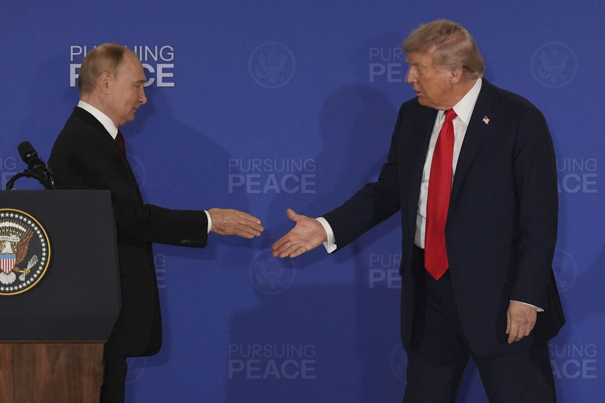 President Donald Trump, right, walks to shake the hand of Russia's President Vladimir Putin during a joint press conference at Joint Base Elmendorf-Richardson, Alaska, Friday, Aug. 15, 2025. (AP Photo/Jae C. Hong) President Donald Trump, right, walks to shake the hand of Russia's President Vladimir Putin during a joint press conference at Joint Base Elmendorf-Richardson, Alaska, Friday, Aug. 15, 2025. (AP Photo/Jae C. Hong)