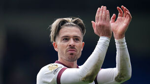 <p>Manchester City's Jack Grealish applauds the fans. Photo: Adam Davy/PA Wire.</p>