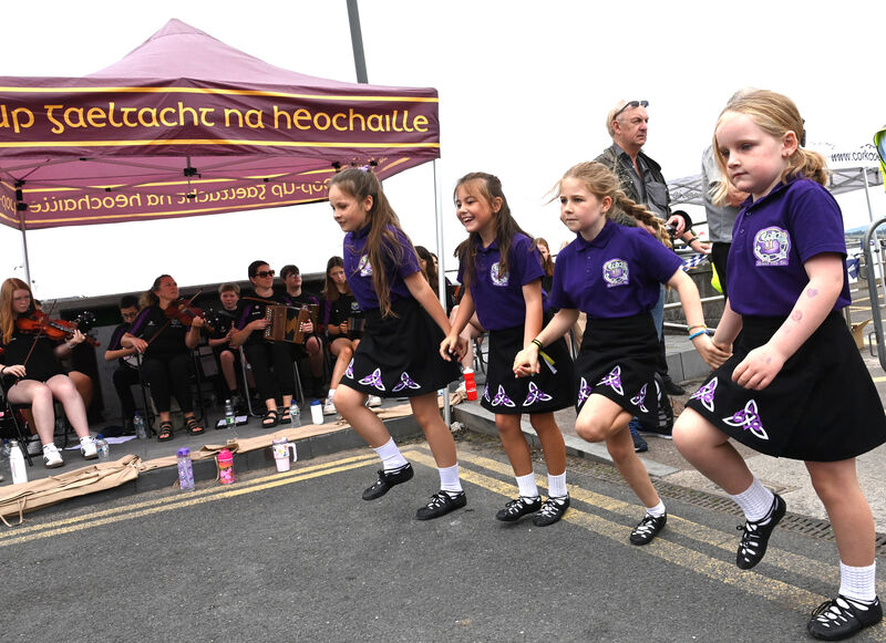 Young dancers from Youghal Comhaltas dancing at the welcome reception. Young dancers from Youghal Comhaltas dancing at the welcome reception.