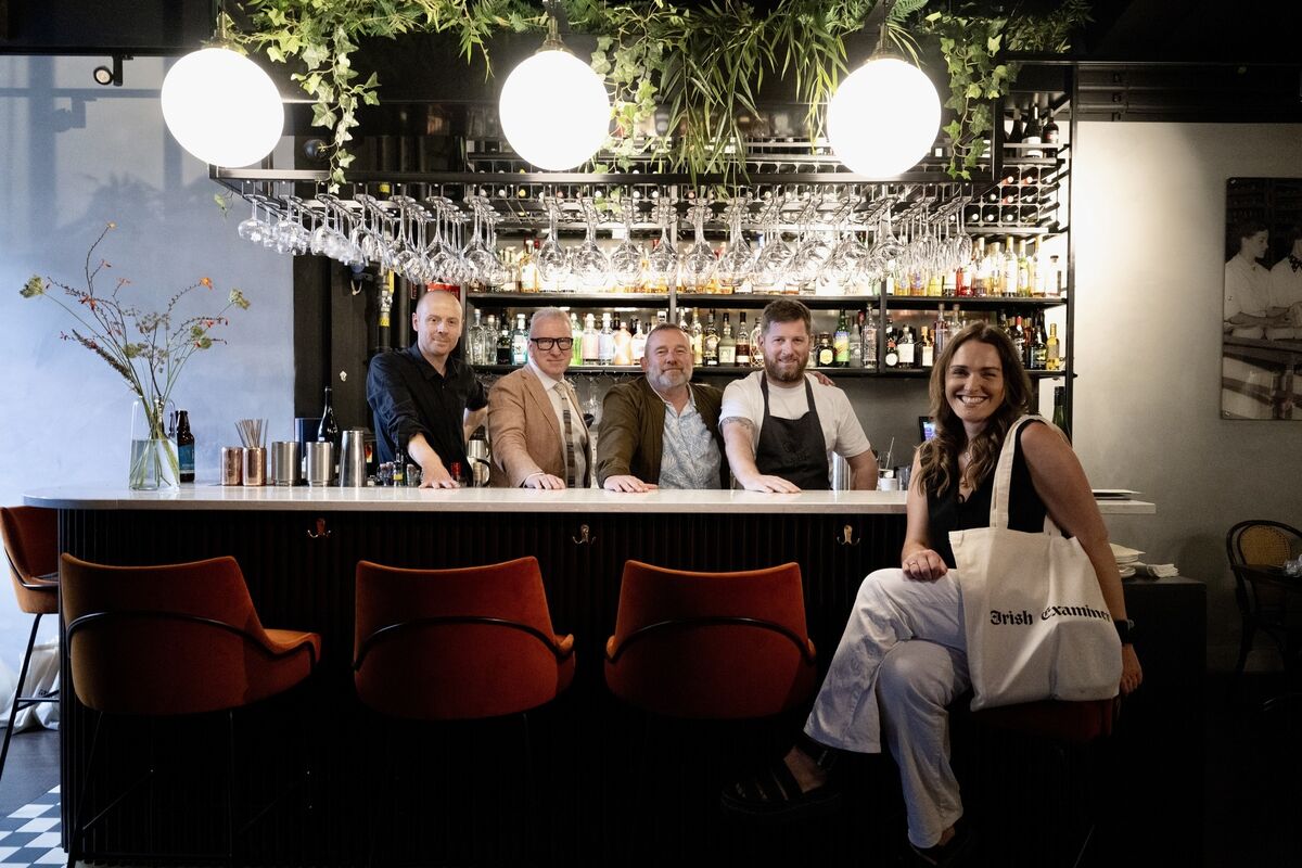 The stars of the night at the Examiner Eats Club in The Glass Curtain—front-of-house manager Wesley Triggs, wine columnist Leslie Williams, senior food writer Joe McNamee, head chef Brian Murray, and Irish Examiner marketing lead Claire Power—gathered to celebrate the close of a successful Cork on a Fork festival. Pitcher Chani Anderson.