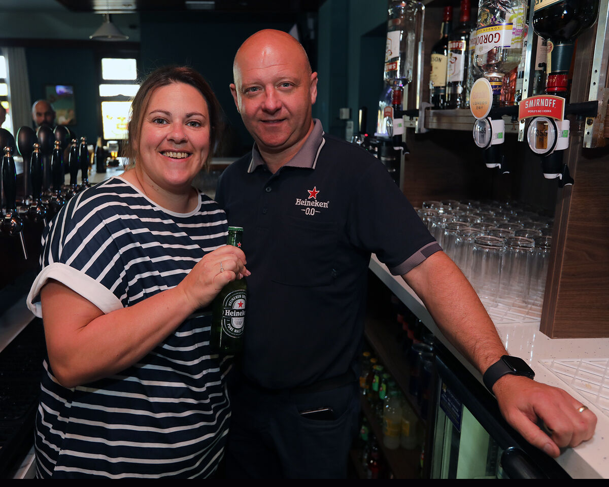Bar manager Eileen O'Dea with Shane Boland, Heineken rep Bar manager Eileen O'Dea with Shane Boland, Heineken rep