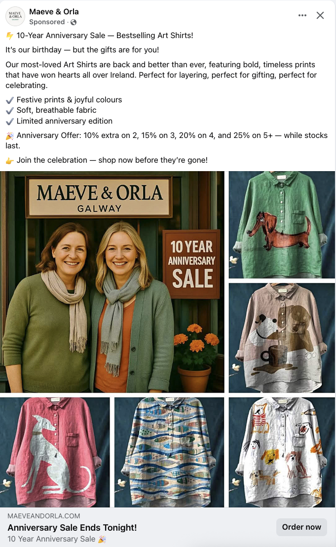 Maeve and Orla: false advertising on Facebook