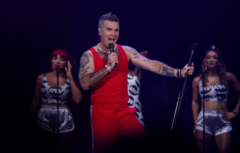 Robbie Williams in performance at Croke Park, Dublin. Photo: Gareth Chaney