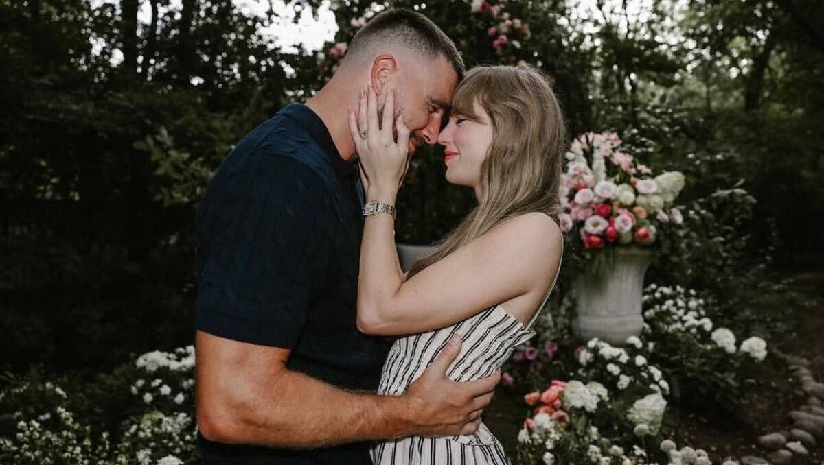 Taylor Swift & Travis Kelce announcing their engagement. Picture: Instagram Taylor Swift & Travis Kelce announcing their engagement. Picture: Instagram