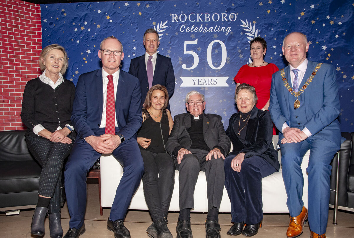 At the 50th anniversary of Rockboro primary ssholl in 2020 were Pauline McKechnie; former pupil and then-Tánaiste, Simon Coveney TD; Kevin O'Leary; Louisa Heckett; Canon George Salter; Pauline J McKechnie; Susan Dwane (principal) and Cllr. John Sheehan, Lord Mayor of Cork 2020.