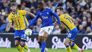 <p>Beto (centre)sealed victory for Everton (Peter Byrne/PA)</p>