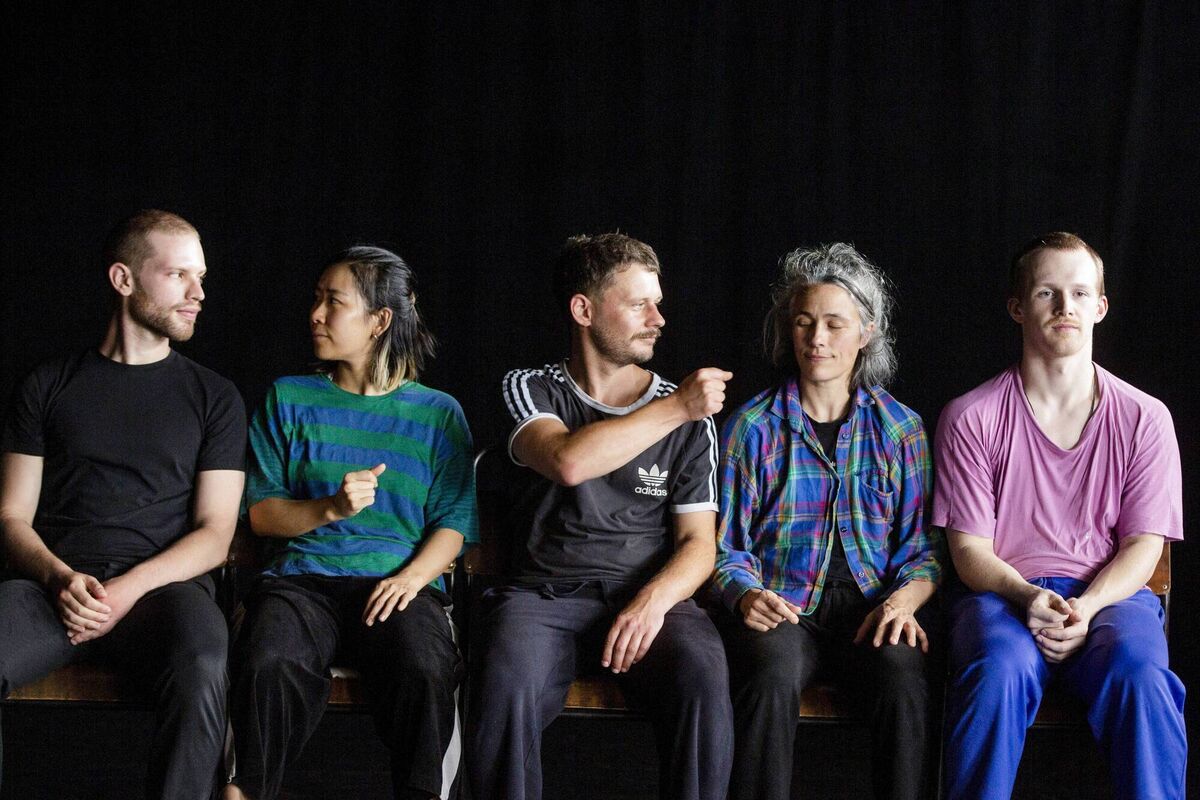 The dancers of Teac Damsa in rehearsal for 1975: Naoi Déag Seachtó Cúig. 