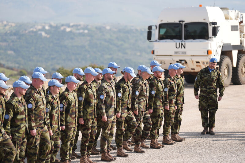 Irish Defence Forces troops serving with the Unifil peacekeeping mission on parade at Camp Shamrock near the border between Lebanon and Israel earlier this year.