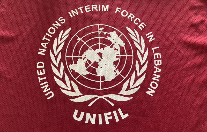 The UN Interim Force in Lebanon (Unifil) logo on T-shirts worn by some members of the Irish Defence Forces while serving in Lebanon. Picture: Derek Farrell/Rolling News