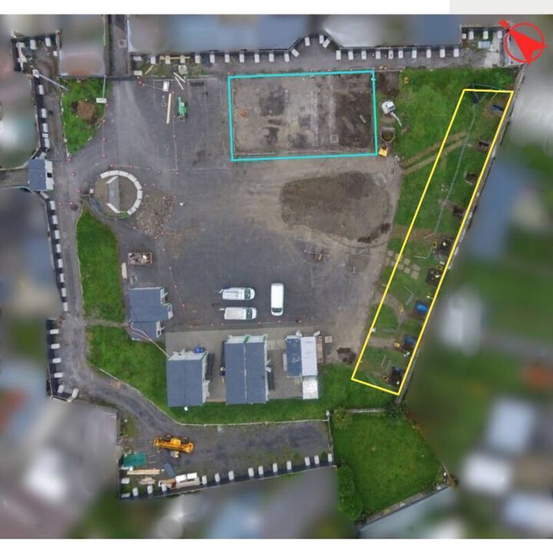 Tuam site, 20th August 2025 (red arrow shows North).