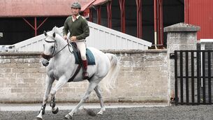 <p>Commandant Geoff Curran, originally from Fenor, Co Waterford, exercising Hawthorn Hill at the Army Equitation School. One of Ireland’s great showjumpers, Cmdt Curran has represented Ireland at the Olympics. Picture: Moya Nolan</p>