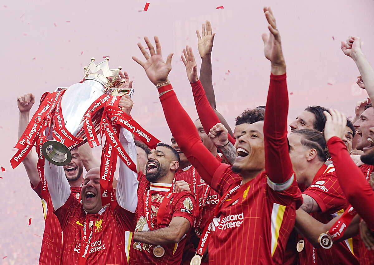Liverpool celebrating the 2024/2025 Premier League title. Pic: Peter Byrne/PA Wire Liverpool celebrating the 2024/2025 Premier League title. Pic: Peter Byrne/PA Wire
