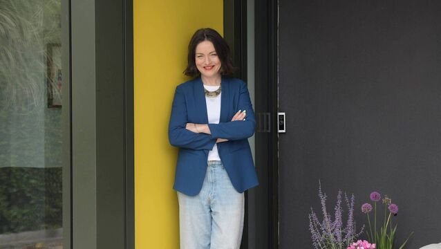<p>Dee Coleman, interior designer, outside her home in Malahide. Pictures: Moya Nolan</p>