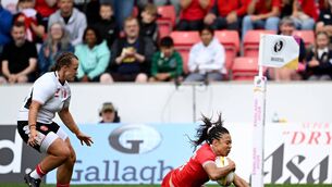 <p>CRUISING: Wales are on the brink of a group-stage exit from the Women's World Cup after being brushed aside 42-0 by heavily-fancied Canada at Salford Community Stadium. Pic: Gareth Copley/Getty Images</p>