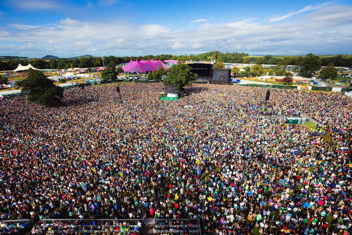 The huge crowd at Kneecap on Saturday afternoon at Electric Picnic. Picture: Anamaria Meiu  