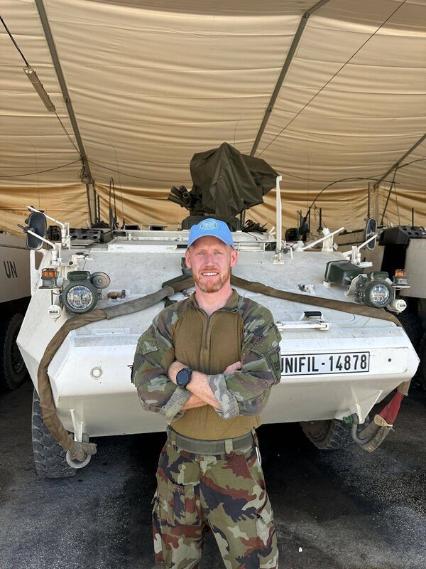 Sergeant Ian Lordan at Camp Shamrock, Lebanon: ‘It’s important that we’re still seen out here doing repairs and trying to... assist in any way, to monitor, assist, support, and protect the people of Lebanon.	Picture: Irish Defence Forces