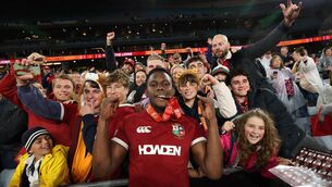 <p>CASH KINGS: Maro Itoje and the British &amp; Irish Lions supporters helped crush Rugby Australia's overhanging debts in July. Pic: David Rogers/Getty Images</p>