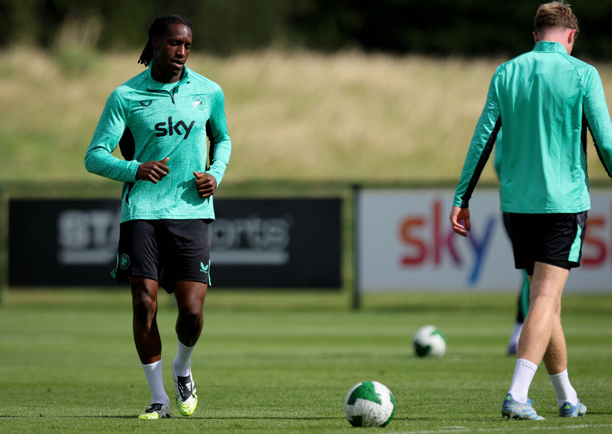 Lawal training with the Irish team. Picture: Ryan Byrne/Inpho