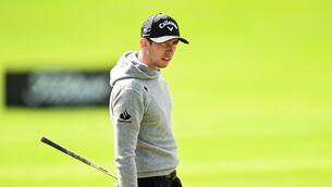 <p>Tom McKibbin during a practice round in advance of the Amgen Irish Open at The K Club. Picture: Ramsey Cardy/Sportsfile</p>
