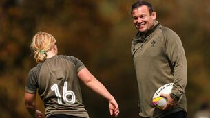 <p>FULL PELT: Scrum Coach Denis Fogarty during training. Pic: ©INPHO/Ben Brady</p>