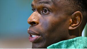 <p>Chiedozie Ogbene during a Republic of Ireland media conference at the FAI National Training Centre in Abbotstown, Dublin. Photo by Stephen McCarthy/Sportsfile</p>