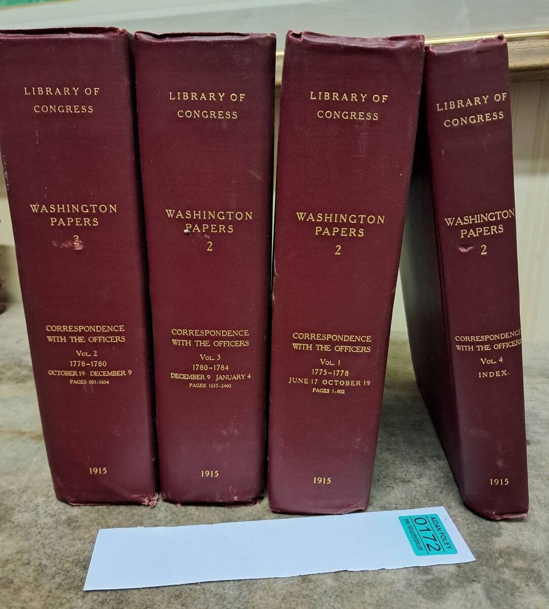 Library of Congress Washington Papers, 1775-1780, at Aidan Foley's sale.
