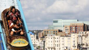<p>AERIAL EDGE: Grace Moore, Ivana Kiripati and Linda Djougang during a day off in Brighton. Pic: ©INPHO/Ben Brady.</p>