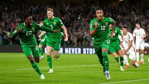 <p>SUPER SUB: Adam Idah celebrates the equaliser. Photo by Stephen McCarthy/Sportsfile</p>