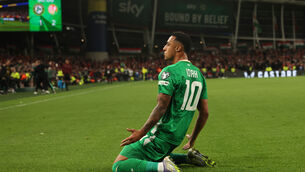<p>CAMEO: Adam Idah is hoping for an expanded role after helping snatching a first World Cup qualification point for the Republic of Ireland. Pic: Damien Eagers/PA</p>