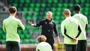 <p>MUST WIN: Manager Jim Crawford during a Republic of Ireland U21 training session at Tallaght Stadium. Pic: Piaras Ó Mídheach/Sportsfile.</p>