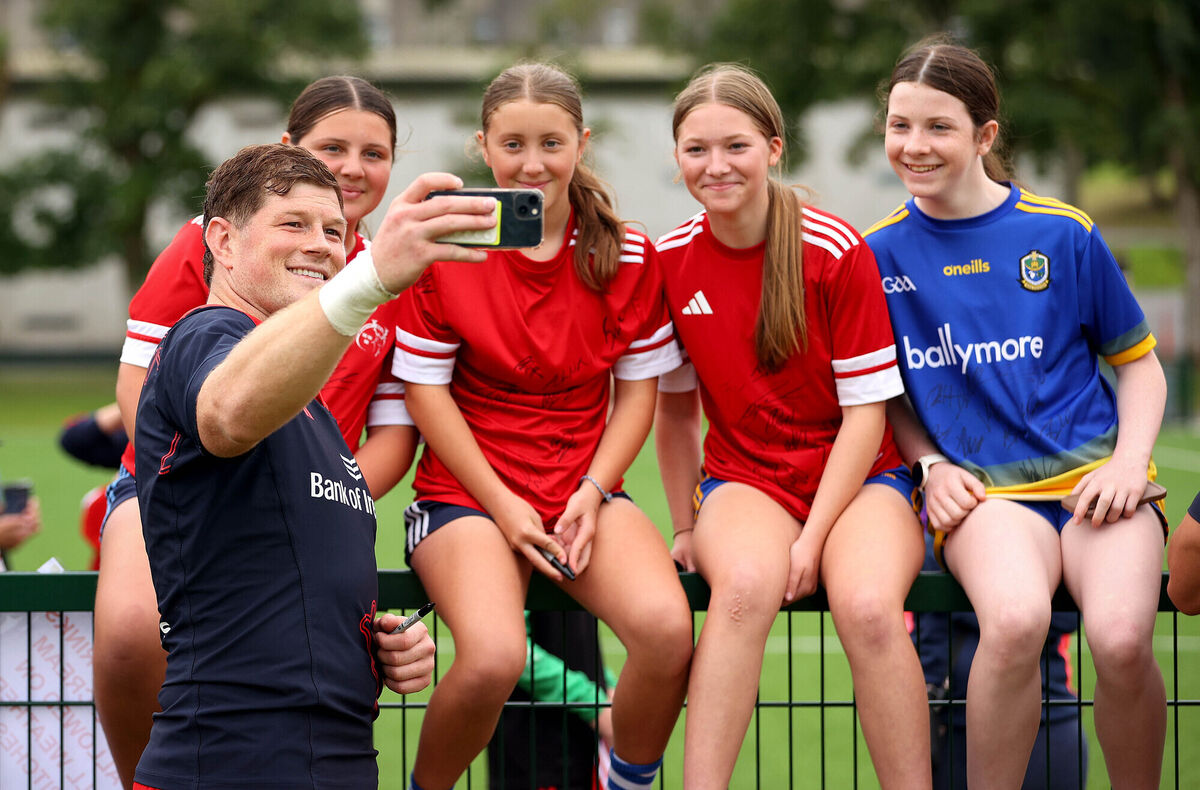 Jack O'Donoghue takes a selfie with fans. Pic: ©INPHO/Ryan Byrne.