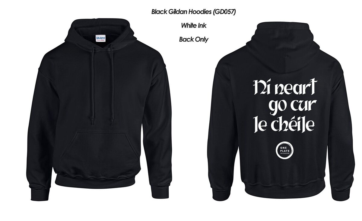 One Plate for Palestine's fundraising hoodie. One Plate for Palestine's fundraising hoodie.