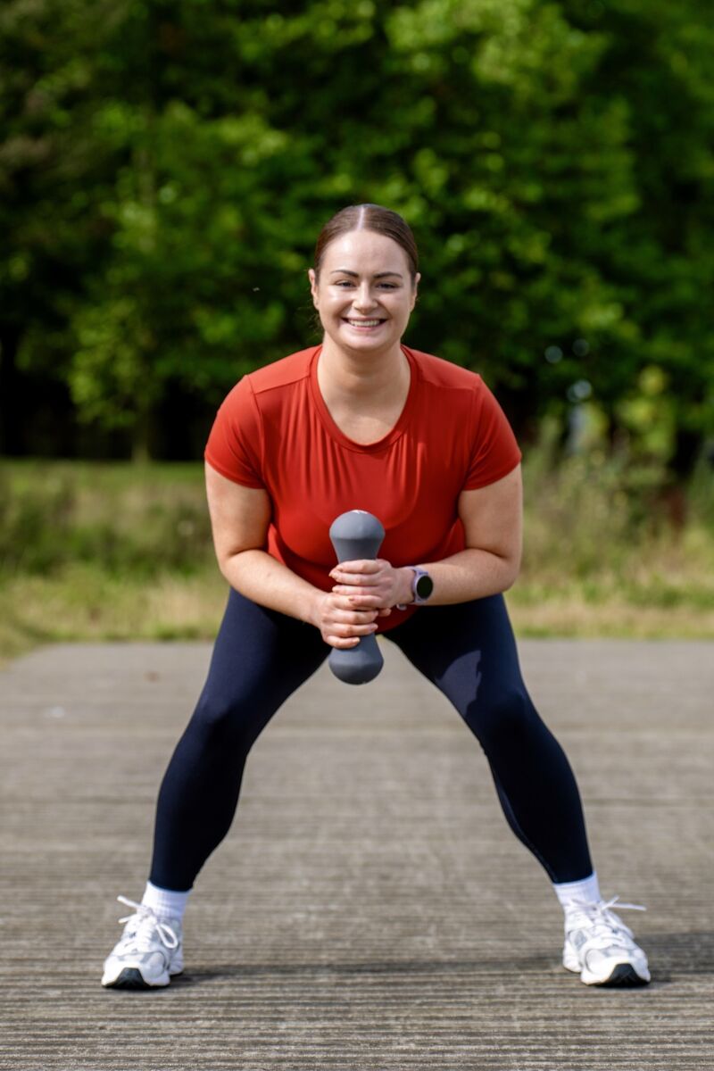 Breda Graham, Irish Examiner Lifestyle reporter pictured in the Marina Park as she practices the exercise routine in week 1 of Derval O’Rourke’s September reset. Picture Chani Anderson Breda Graham, Irish Examiner Lifestyle reporter pictured in the Marina Park as she practices the exercise routine in week 1 of Derval O’Rourke’s September reset. Picture Chani Anderson