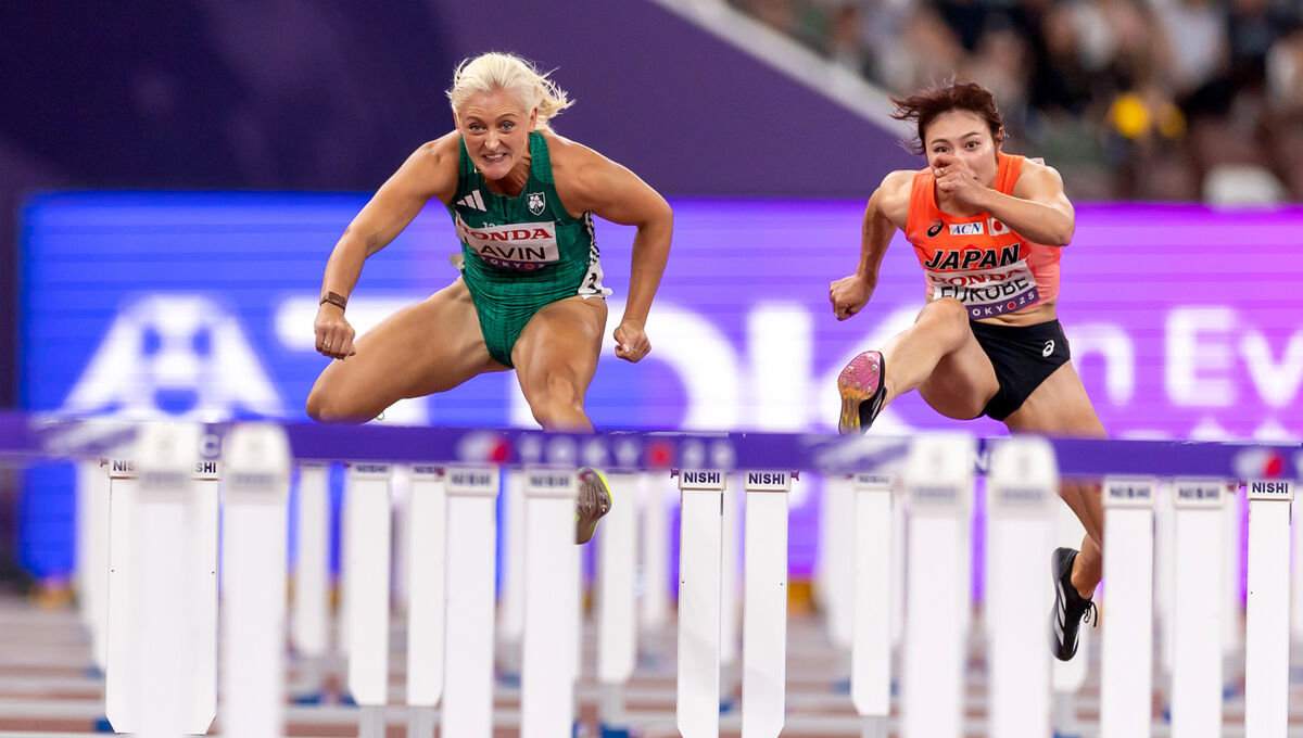 THIRTEENTH PLACE: Ireland’s Sarah Lavin during the Women’s 100m Hurdles. Pic:@INPHO/Morgan Treacy