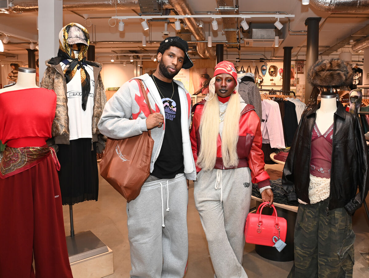  Special guests Daniel Tolbert of Street Boyz and Acoup magazine and Lilly Onilenla checking out the latest style available at Urban Outfitters which is now open on St Patrick's Street, Cork City. Picture: Larry Cummins