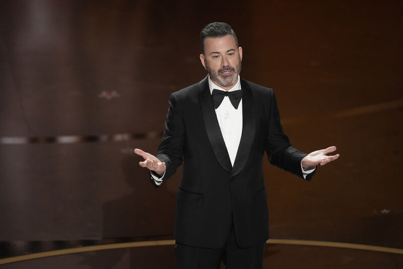 Host Jimmy Kimmel speaks during the Oscars at the Dolby Theatre in Los Angeles, March 10, 2024. Picture: AP Photo/Chris Pizzello, File
