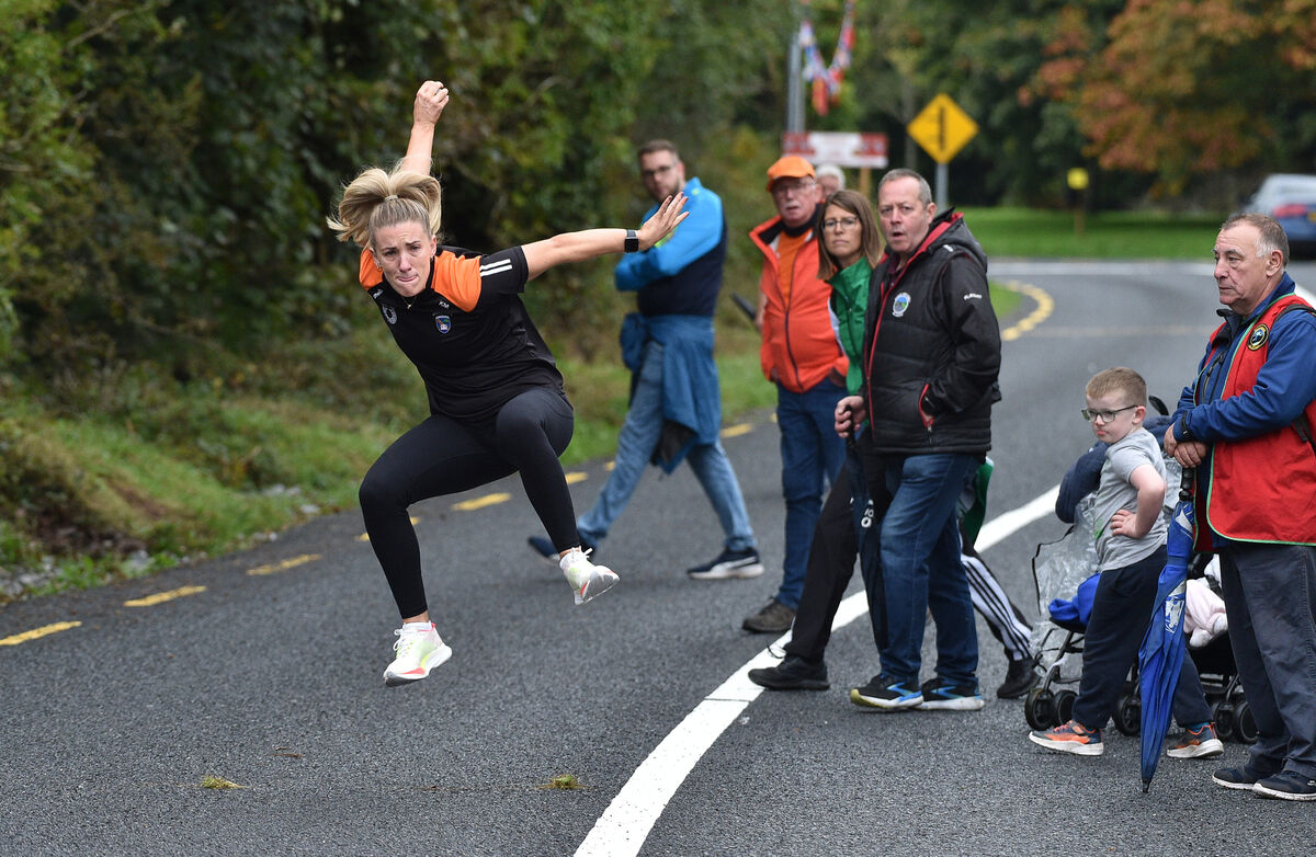  Armagh footballer Kelly Mallon (Ulster) in action during the semi-final of the Kingston New Homes Queen of the Roads at the King and Queen of the Roads road bowling festival at Ballincurrig, Co Cork. Pic: Dan Linehan