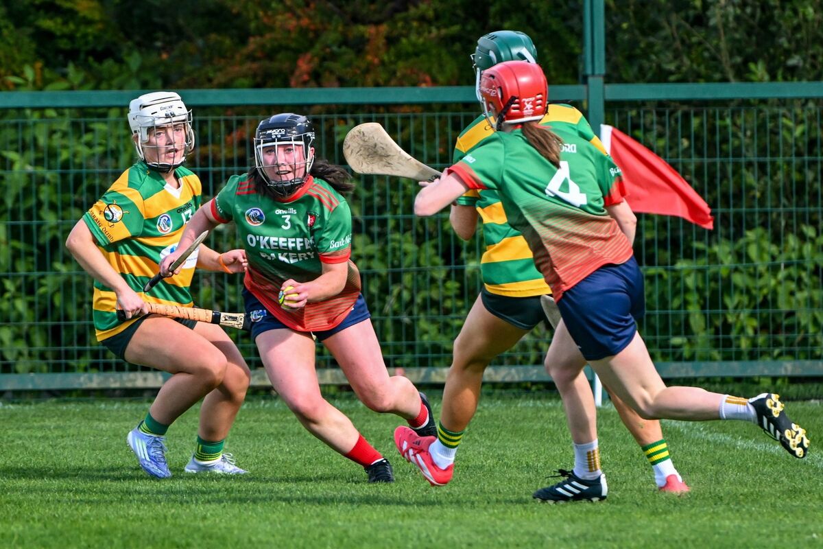 Ballinora’s Méabh Murphy defends during the Senior Camogie Championship quarter-final against Blackrock. Picture Chani Anderson