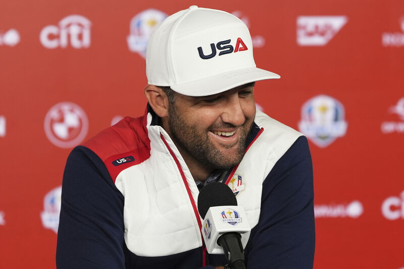 United States' Scottie Scheffler speaks during a news conference before a practice round at the Ryder Cup golf tournament. Pic: AP Photo/Lindsey Wasson