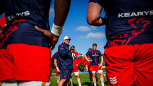 <p>Head coach Clayton McMillan at Munster training, in UL. Pic: James Crombie, Inpho</p>
