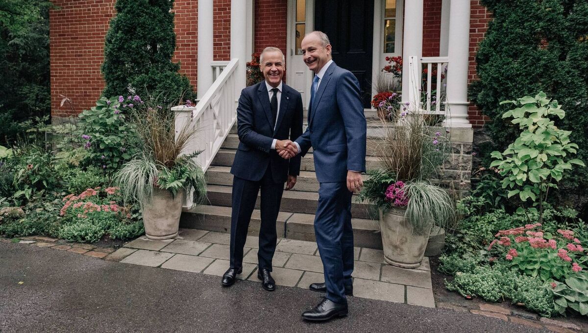 As the Taoiseach arrived to Rideau Cottage, the unofficial but still official residence of the Canadian prime minister, Mr Martin bounded from an SUV to shake hands with Mr Carney.