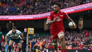 <p>TRYING TIMES: Vaea Fifita goes over for a Scarlets try in their URC clash with the Dragons at the Principality Stadium in Cardiff last April. Pic: Mike Jones, Inpho</p>