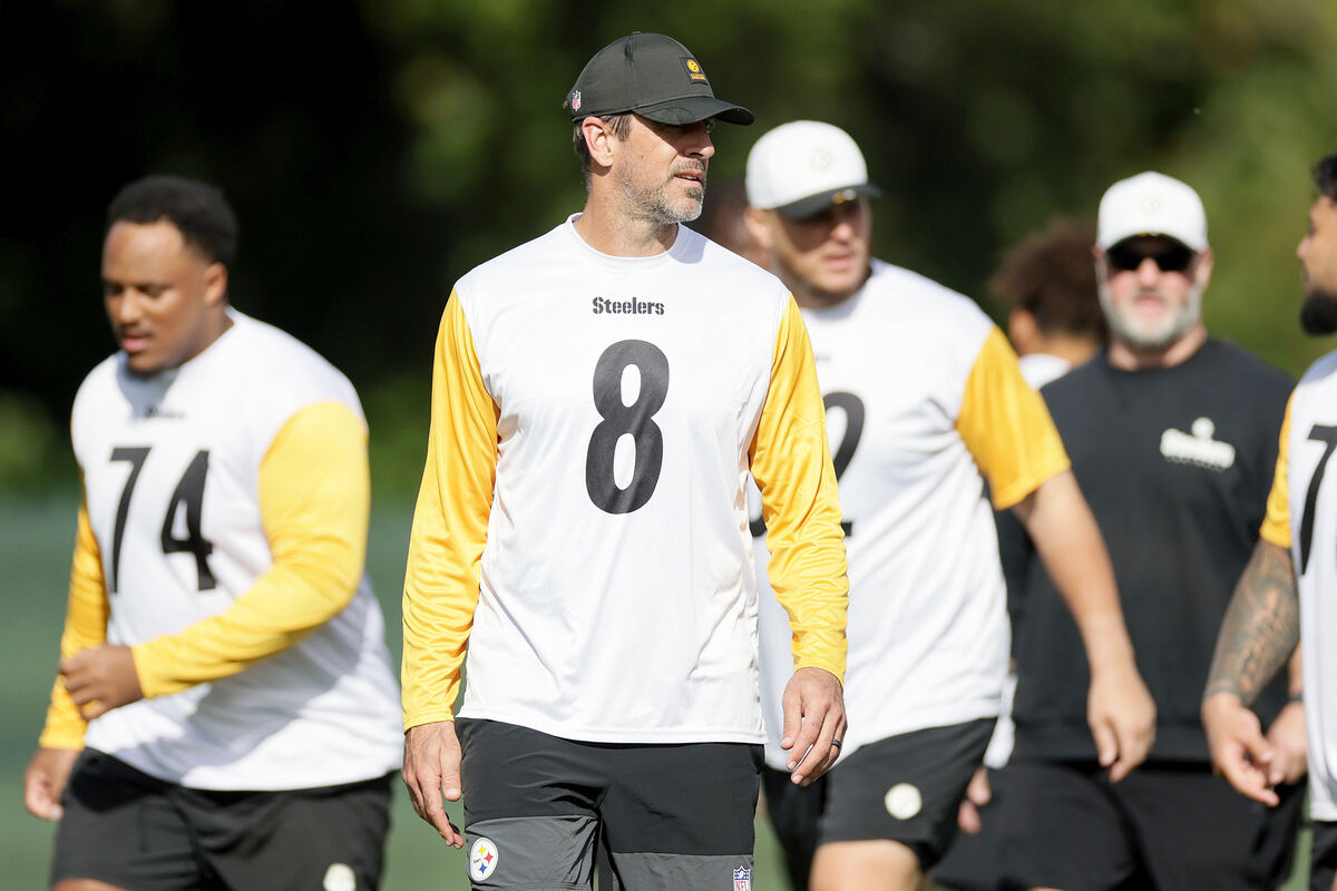 Aaron Rodgers during Steelers practice. Pic: Laszlo Geczo/Inpho