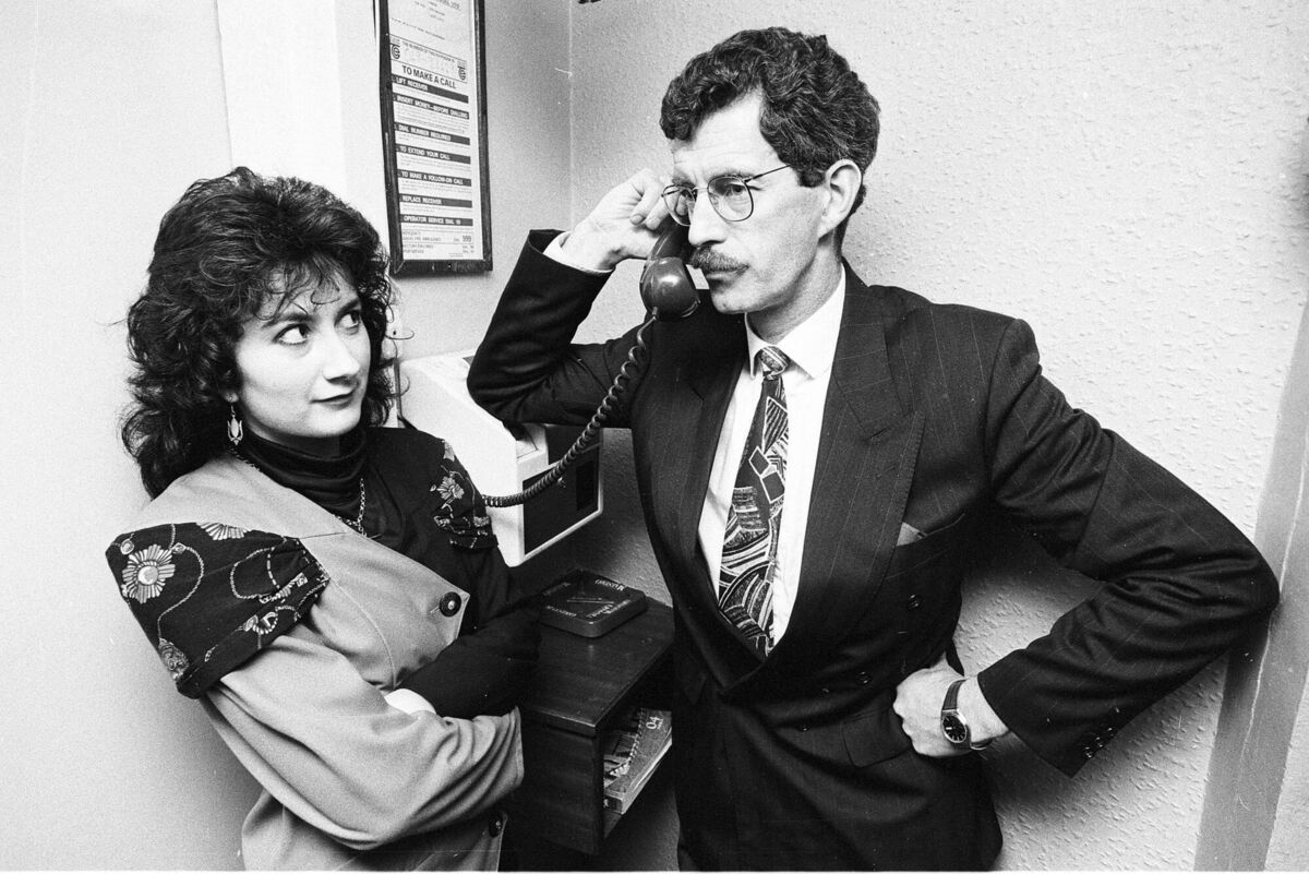 Then Labour leader Dick Spring and candidate Ann Gallagher conduct a phone interview with a local radio station in Killeshandra in the Cavan/Monaghan constituency during the 1992 'Spring Tide' general election. File picture: Frank Miller/The Irish Times